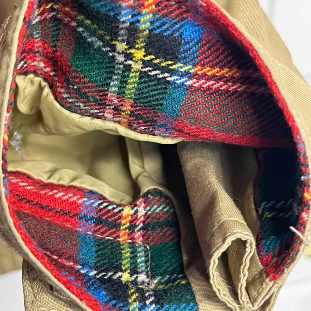 ibex Jacket Hoodie Beige Cotton Nylon Lining Zip Around Pockets Adjustable Plaid - Picture 6 of 9